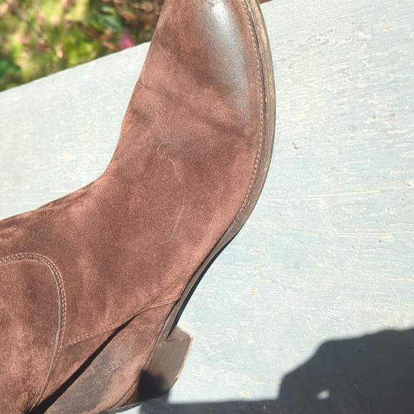 Prada Vintage Distressed Below The Knee Leather Suede Boots Brown Size 10 - Picture 8 of 12